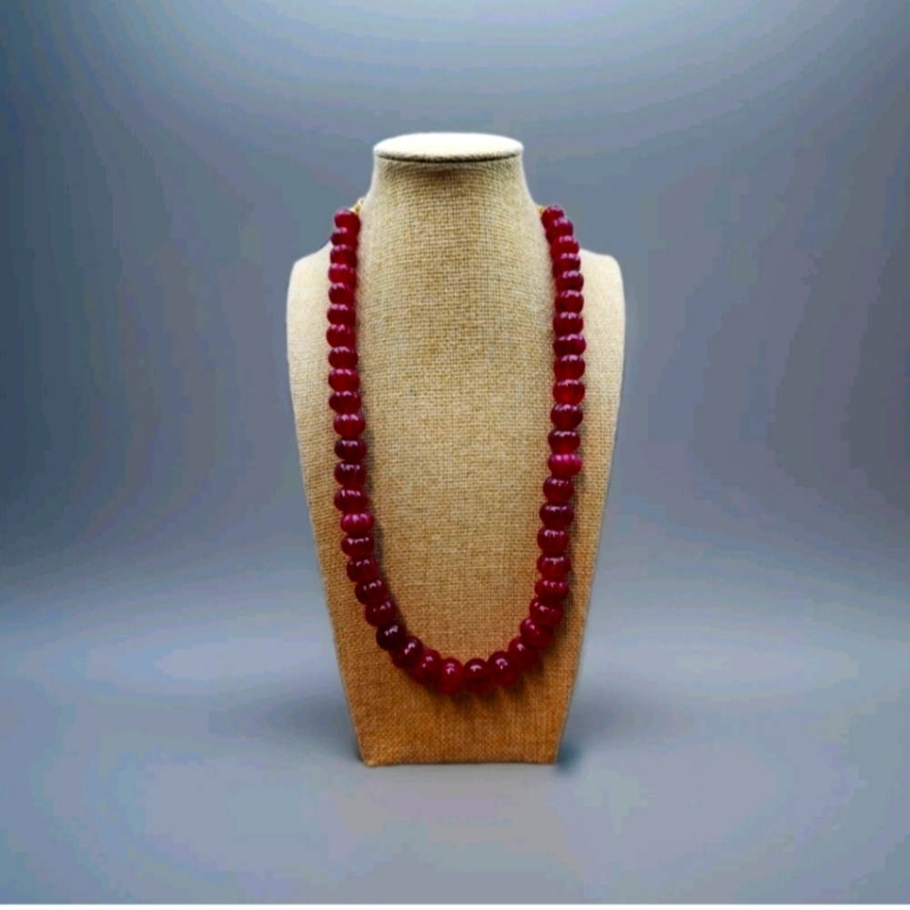 Carved ruby red necklace, Aprilsplace you Choose length